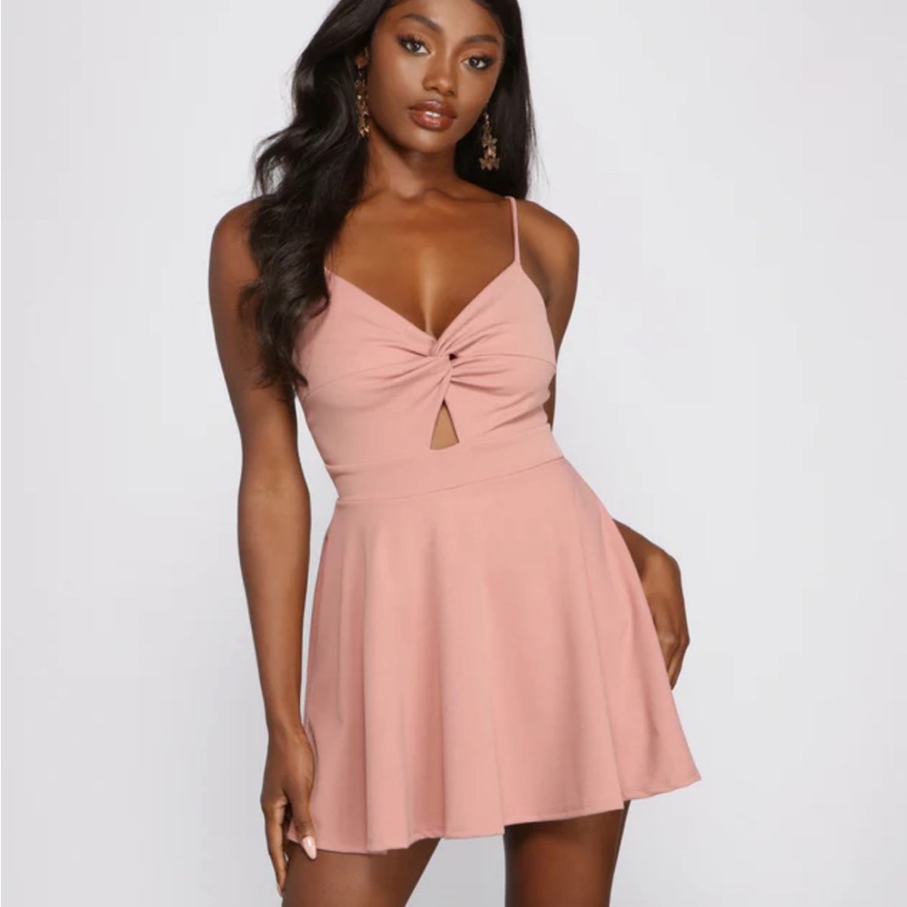 Pink Windsor “Best Life Twist Front Skater Romper”
